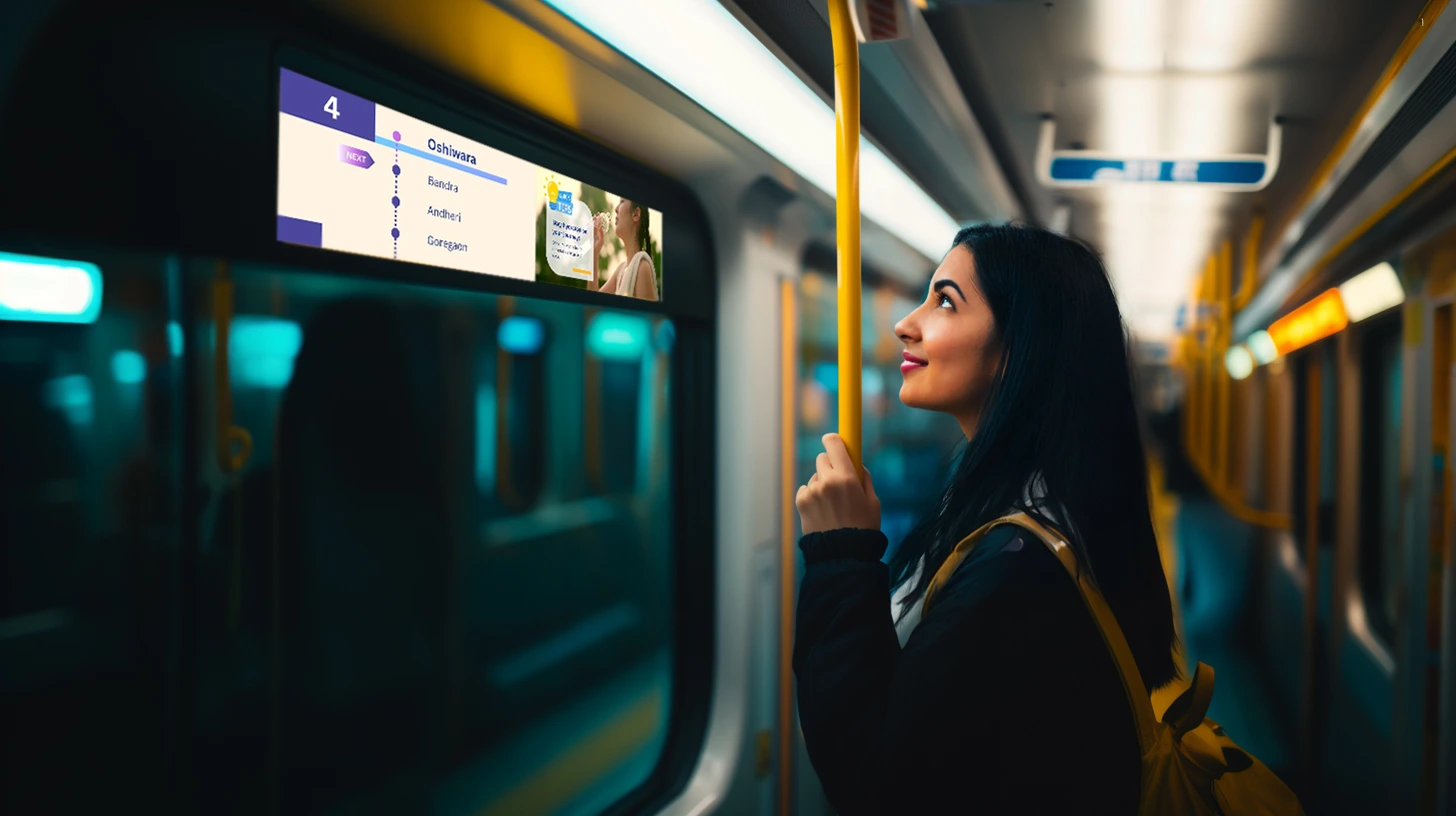 PIDS digital signage screen providing travel information at a Metro